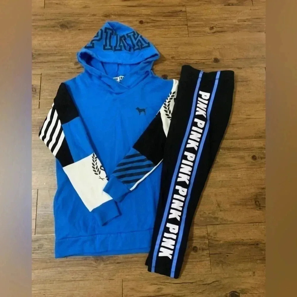 PINK Victoria's Secret Blue and Black Hoodie